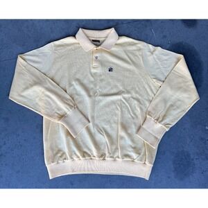 Vtg Mens Sz Large CHAPS by Ralph Lauren Yellow Long Sleeve Polo Shirt - Minor Fl